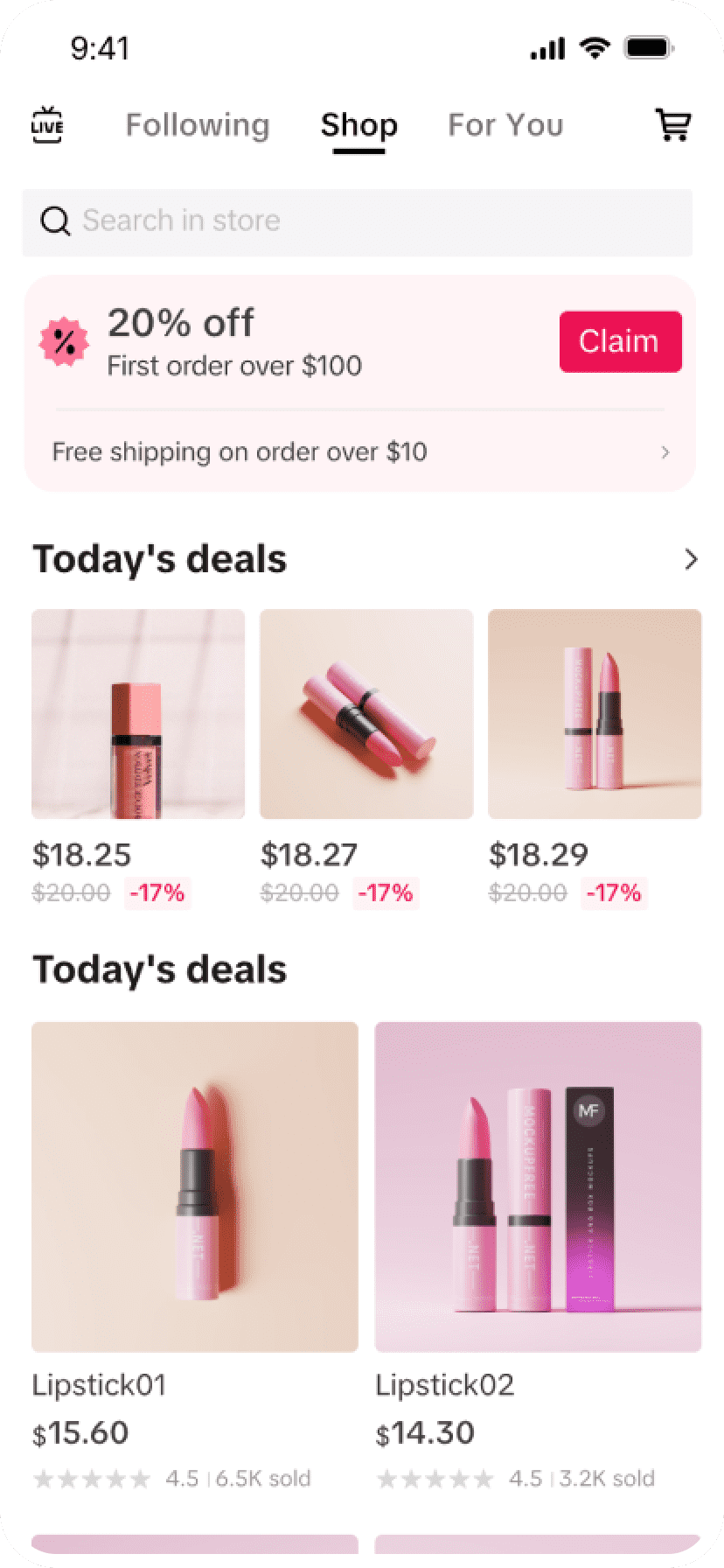 Shop page of TikTok Shop Marketplace