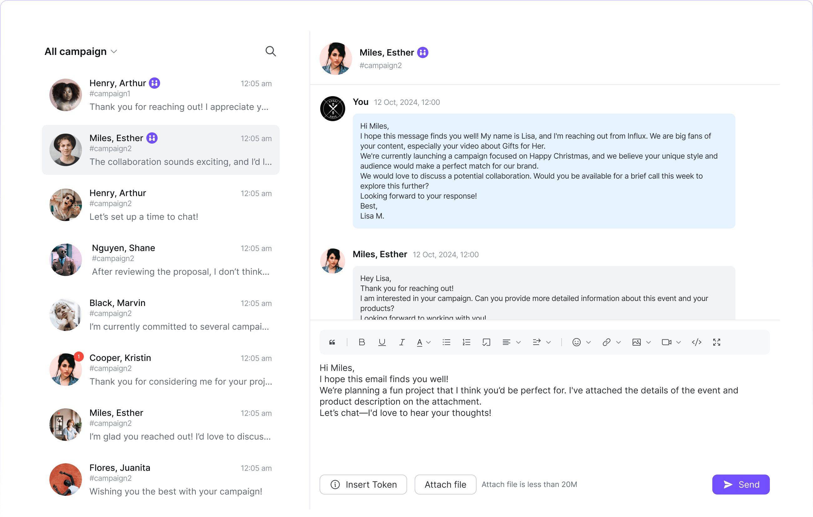 Datech Influx feature - connect influencer via email